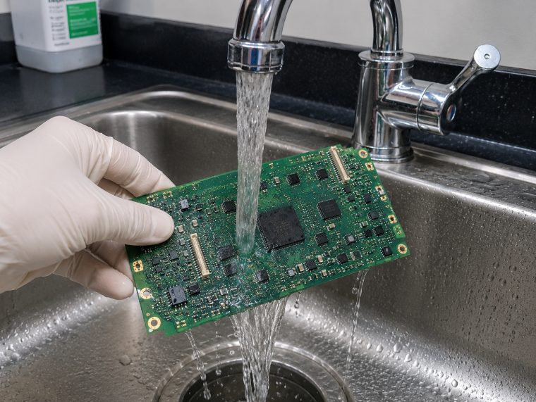 Rinsing PCBAs under the tap?!