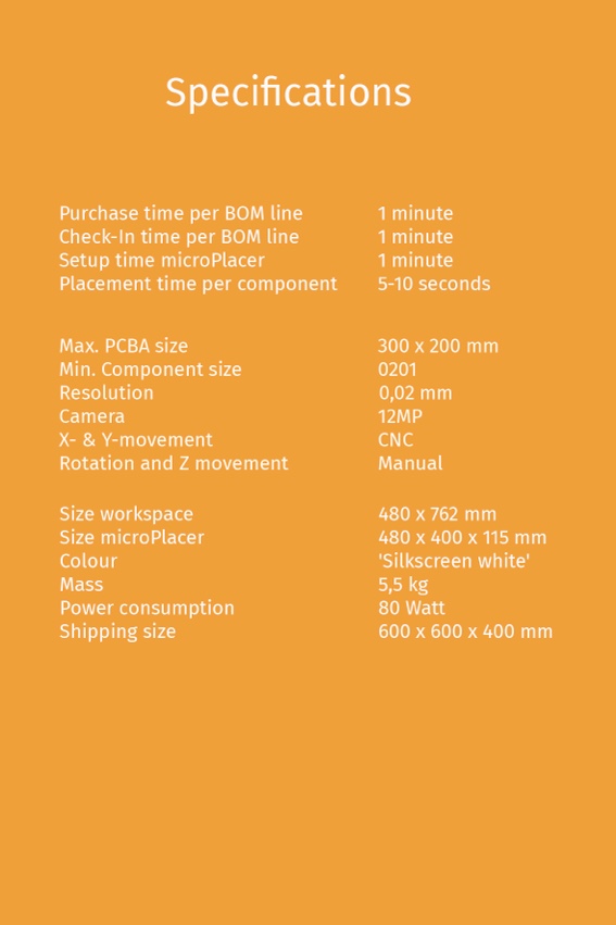 microPlacer booklet, page 14: Specifications